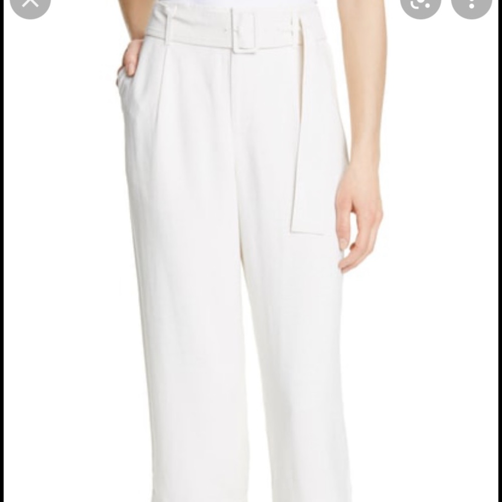 Club Monaco high waist belted  off white pants. NWT